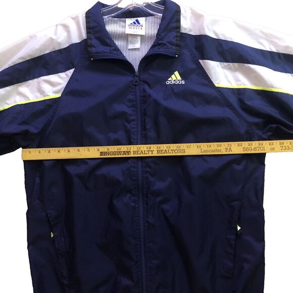 Adidas 3 Stripe Full Zip Windbreaker Jacket Mens Size XL Wooshing 90s VTG Neon - Picture 13 of 16